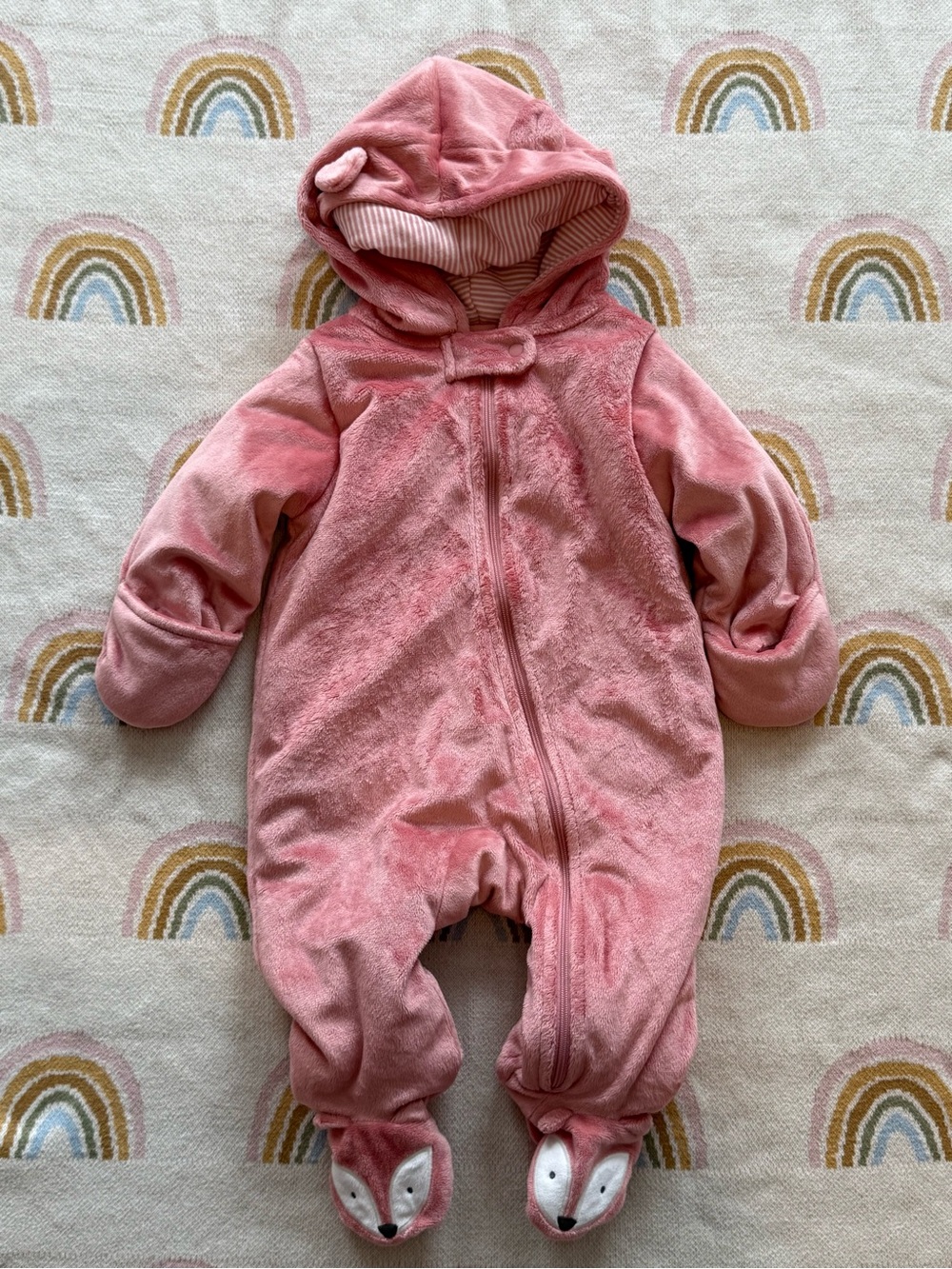 Carters Pink Hooded 6m One-Piece Footed Romper